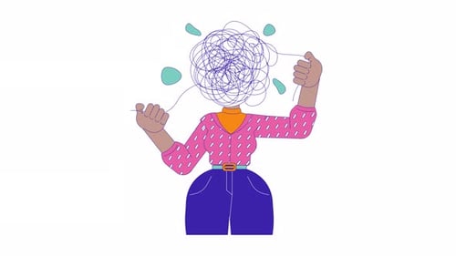 Mental health struggles line 2D animation