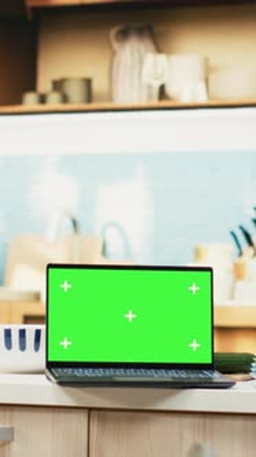 Vertical Video Isolated Mockup with Elegant Kitchen Interior and Countertop