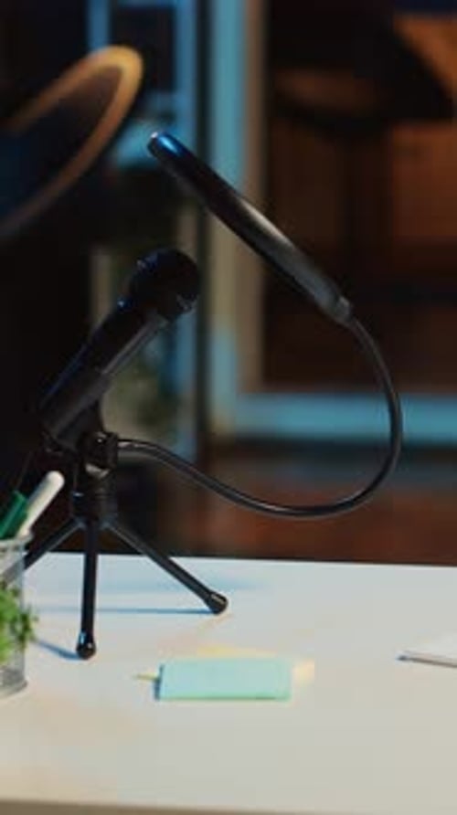 Vertical Video Professional Microphone on Studio Table