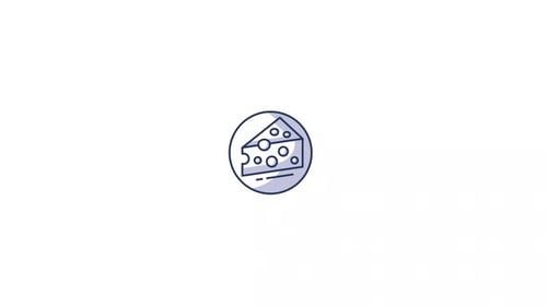 Animated Minimalist Cheese Icon Line Drawing with Sparkles