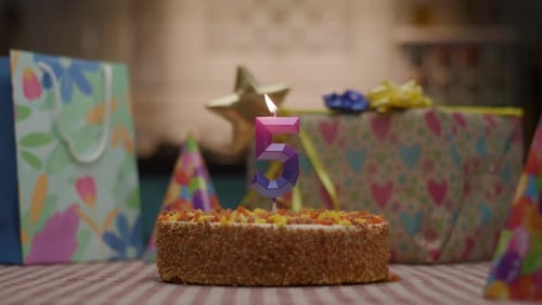 Birthday Cake With Gifts and Party Hats