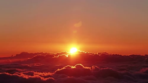 Sunrise Over Sea of Clouds Aerial