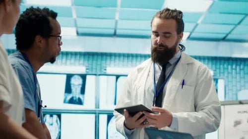 Neurology Specialist Examines Magnetic Resonance Imaging Brain Scan