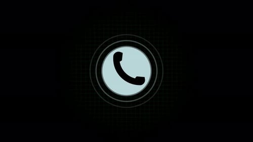 Animated Flat Design Phone Call Icon with Pulsing Effect