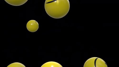 Happy Falling Yellow Smiley Face Spheres Animation