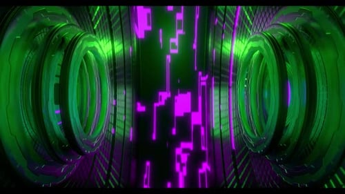 Light Tunnel background | sci-fi vj loop reflection circle tunnel 4K