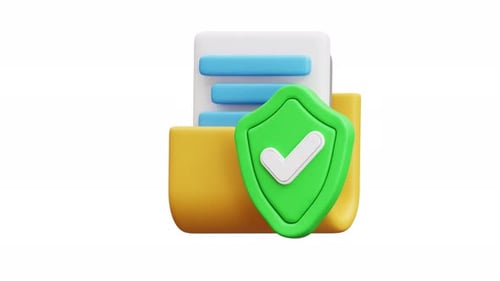 Animated 3D Folder with Documents and Security Shield