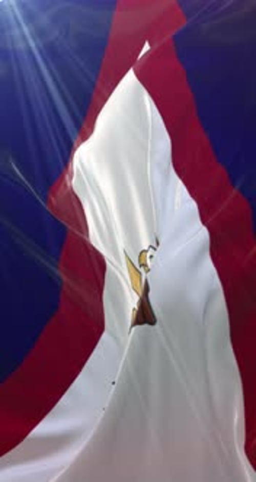 American Samoa Flag Waving Loop with Realistic Fabric Movement