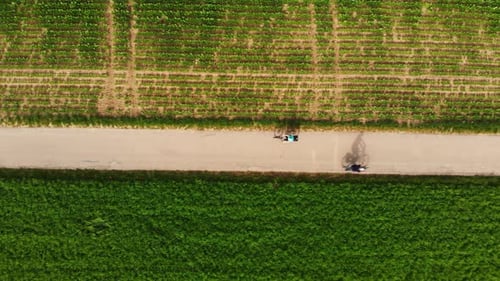 Aerial of a cyclist in rural environment