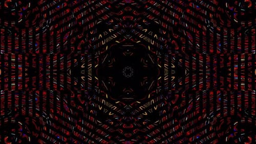 Animated digital abstract. Colorful curved and circular lines on black background, seamless loop