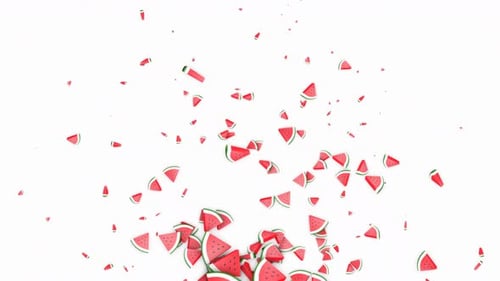 Flying 3D Watermelon Background, Loop