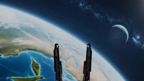 A Space Station Above the Surface of the Planet