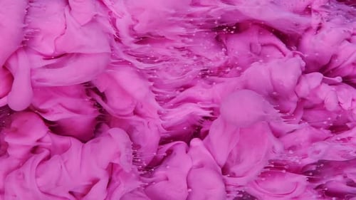 Ink and Paint Symphony Fluid Cloud Art in Pink and White on a Black Background