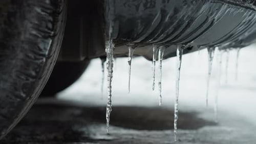 Frozen Car after Winter Ice Storm