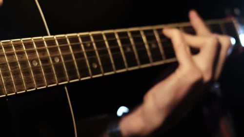 Guitar Frets Close Up Playing Chords