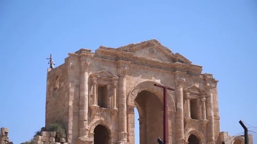 Gate of Gerasa, Ancient Greco Roman City, Archaeological Site in Jerash, Jordan. Close Up