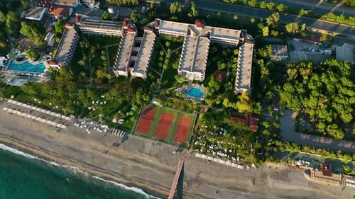 Aerial View of Mediterranean Coastline in the Sunset