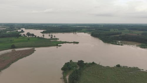 Aerial View Of River Landscape With Greenery