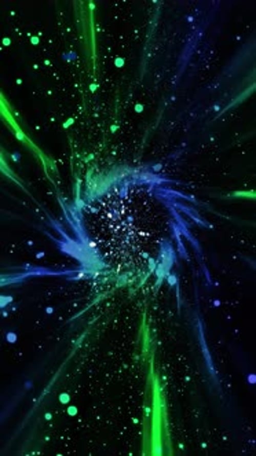Abstract Green Blue Light Rays Moving Through Space