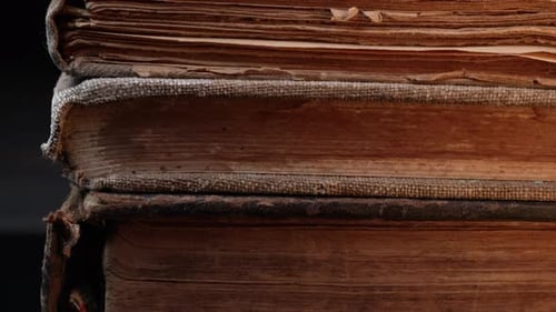 Stack of Leather-Bound Antique Books
