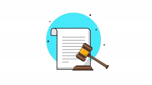 Animated Legal Document and Gavel for Justice Concepts