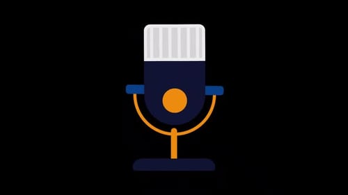Animated Flat Design Microphone Icon for Podcasts and Music