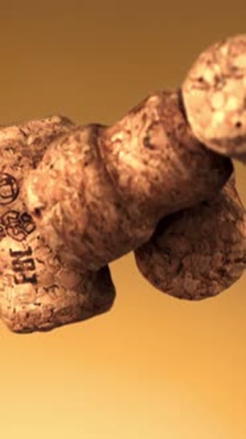 Corks From New Year's Champagne Soar Up Filmed is Slow Motion 1000 Frames Per Second