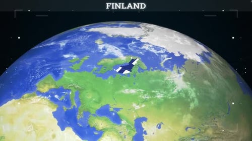 Finland Map From Earth With Flag