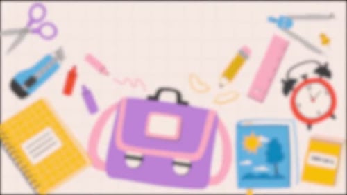 Back To School Items Flying Yellow Background