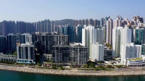 Breathtaking And Bird’s Eye View Of Hong Kong City And High Rise Buildings, China