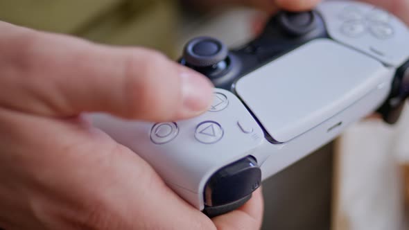 Fingers Video Player Pushing Buttons Enjoying Online Game at Light Home ...