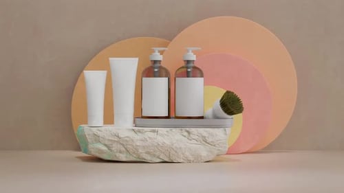 Modern 3D Product Display on Rock Pedestal Animation