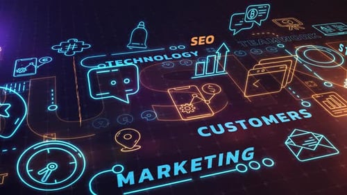 Futuristic Neon Business Network Technology Loop