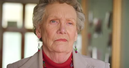 Close Up of Elderly Woman With Gray Hair