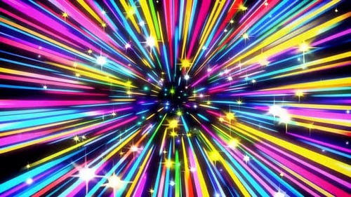 Fond de mouvement hyperspatial rétro coloré Starburst