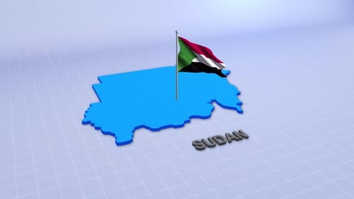 Animated 3D Map of Sudan with Waving Flag
