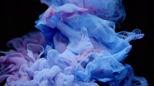 Swirling Blue and Purple Paint Abstract