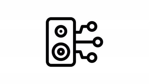 Minimalist Speaker Icon with Emitting Audio Waves Animation