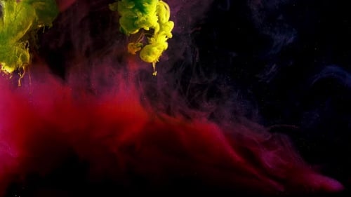 Bright Colors in Stream Under Water Footage Colorful Streams of Ink Move in Water Bright and