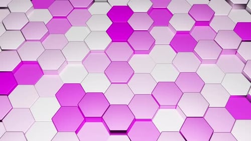 Pulsating Pink and White Hexagonal Grid Animation