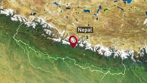 Nepal Country Zoom from Space