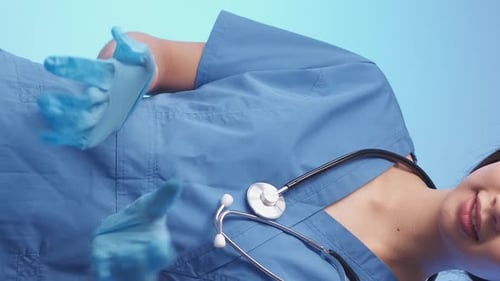 Vertical Medical Hygiene Doctor Wearing Gloves