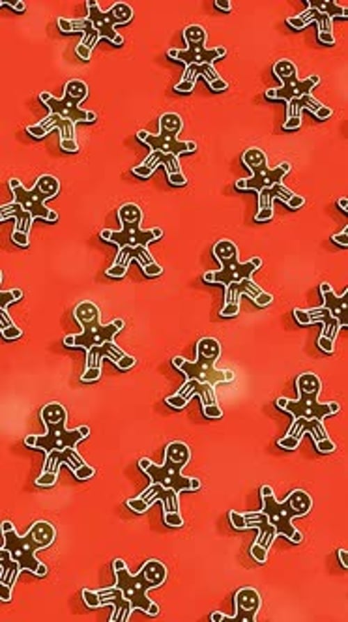 Christmas Gingerbread Cookies Falling Pattern Loop Background