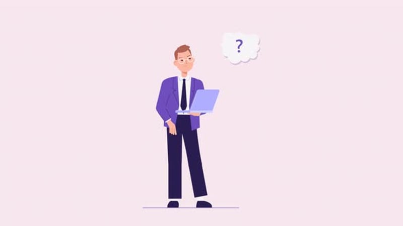 Flat Design Animation of Person Thinking with Question Mark ...