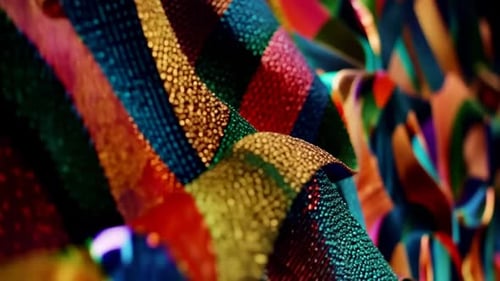 Abstrakte 3D-Bewegungsgrafik eines lebendigen strukturierten Wellenbandes