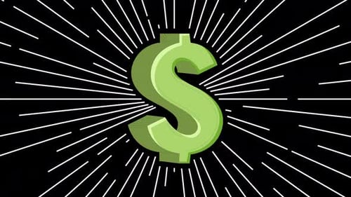 Cartoon Dollar Sign With Speed Line Animation 4K On Alpha