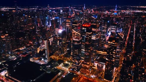 Dazzling night in majestic New York, the USA.