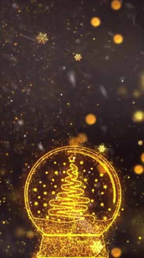 Christmas Snow Globe with Falling Glitter and Holiday Particles Background