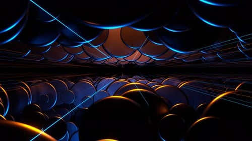 Orange And Blue Abstract Circles Shape Movement Background Vj Loop In 4K