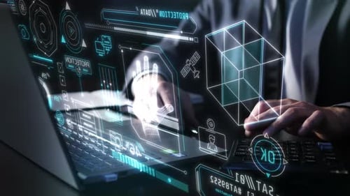 Futuristic HUD Digital Data Protection Technology Interface